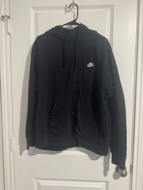 Nike Black Zip-Up Hoodie with White Swoosh